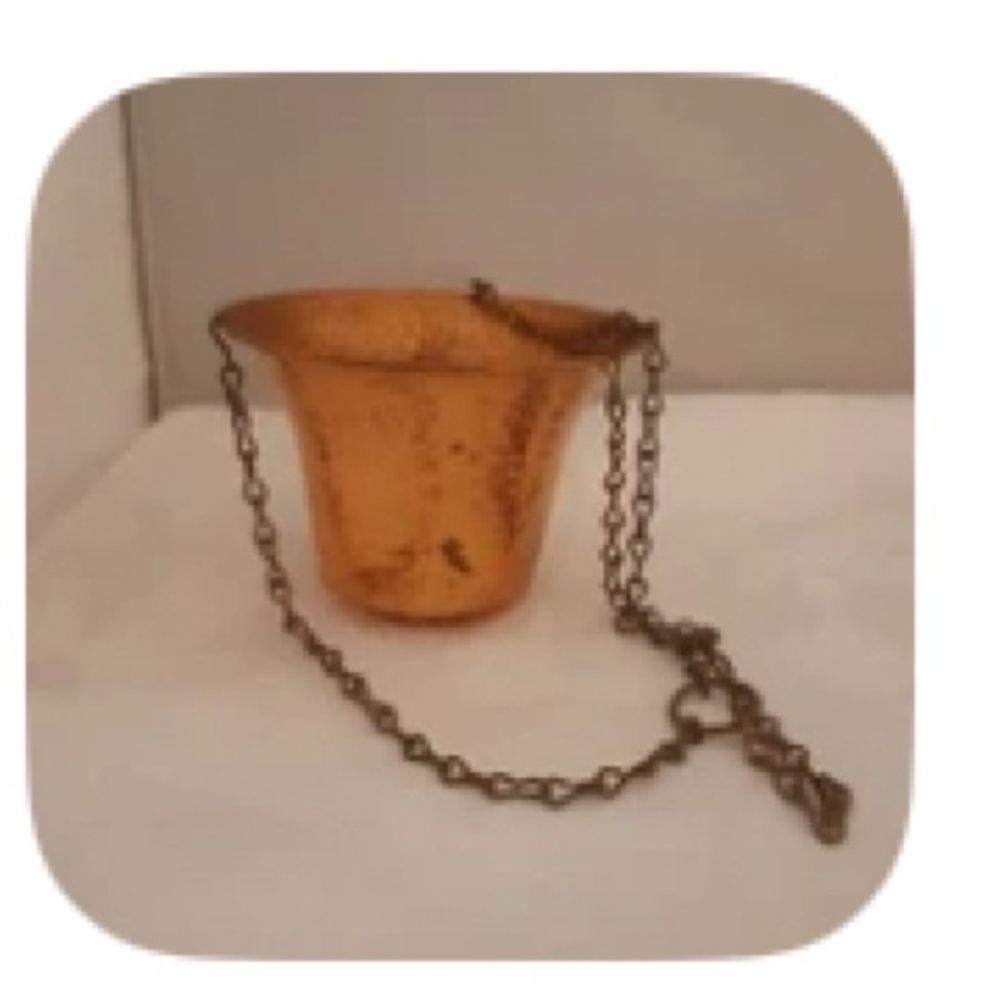 Alford Copper Hanging Pot Air Plant/ Succulent Hammered VTG Copper W/ 3 Chains